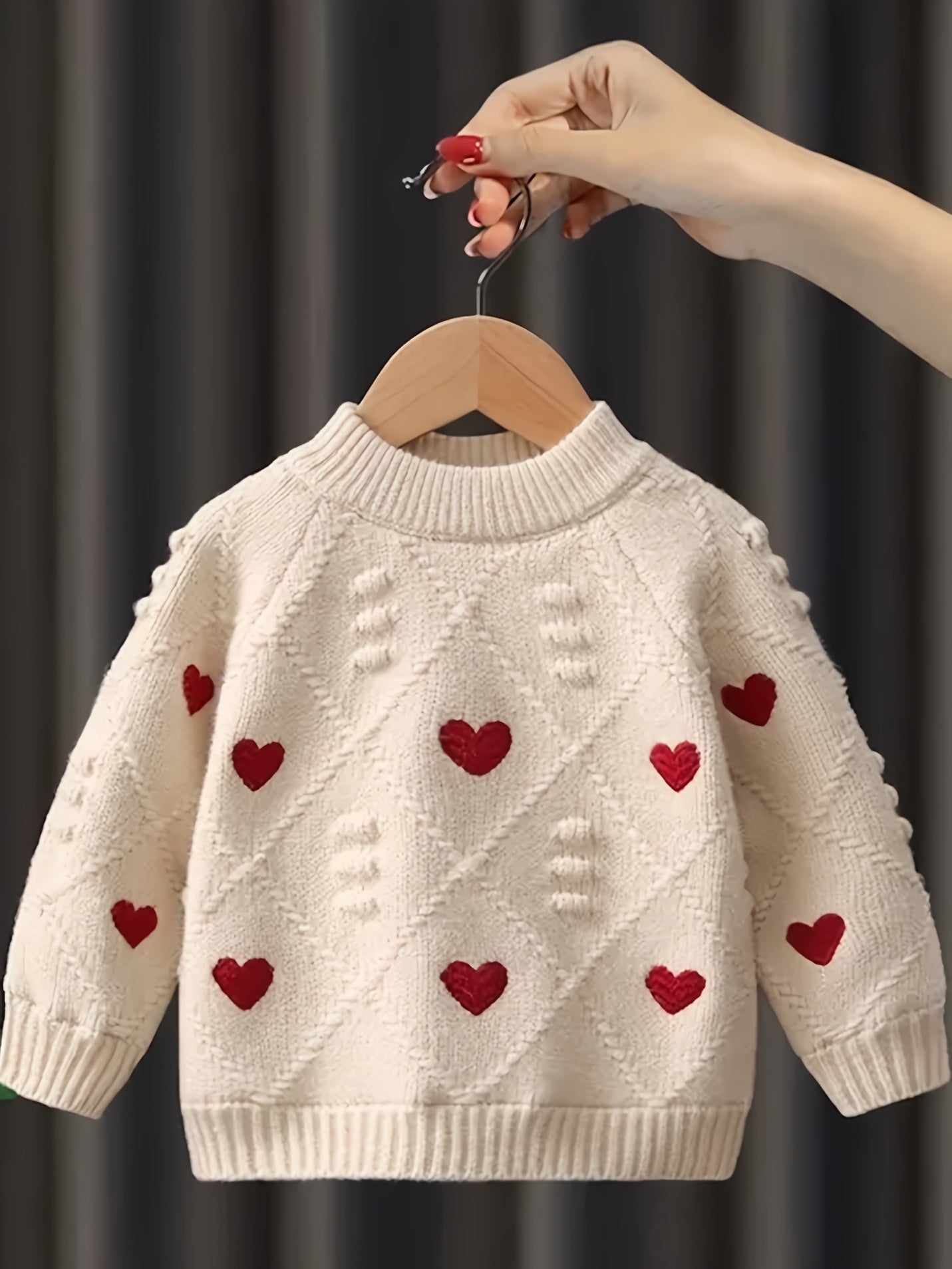 Baby Girls' Hearts Cable Knit Sweater