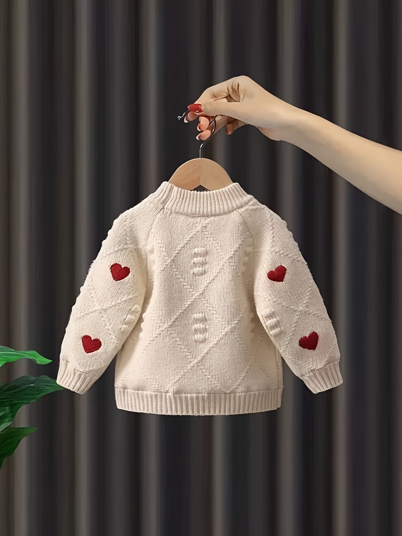 Baby Girls' Hearts Cable Knit Sweater