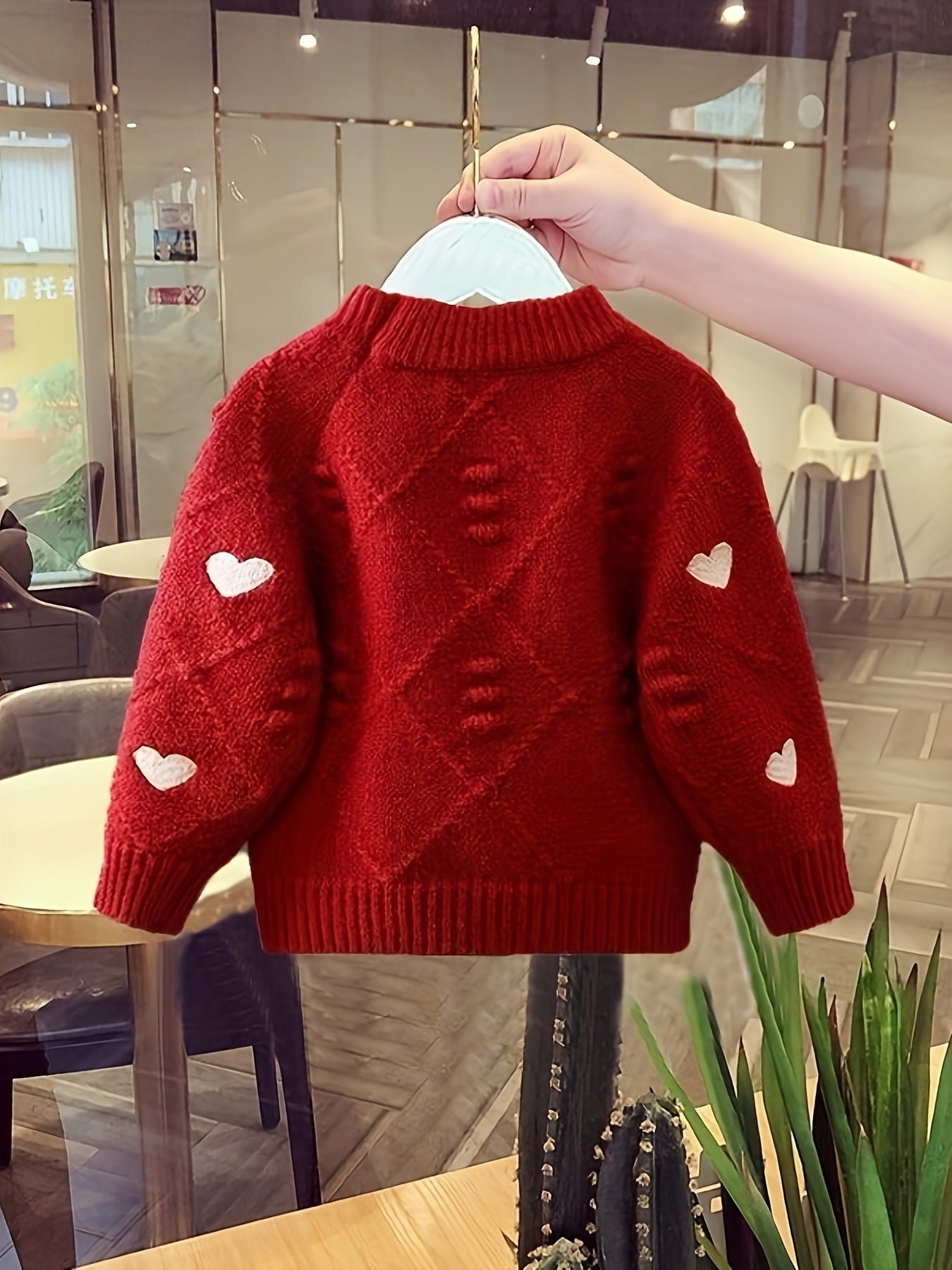 Baby Girls' Hearts Cable Knit Sweater