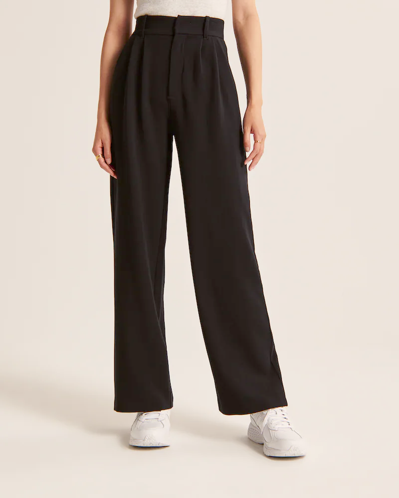 Black Wide-Leg Tailored Pants