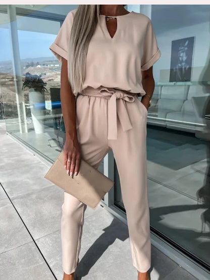 REESE - ELEGANT JUMPSUIT WITH SHORT SLEEVES AND BELT