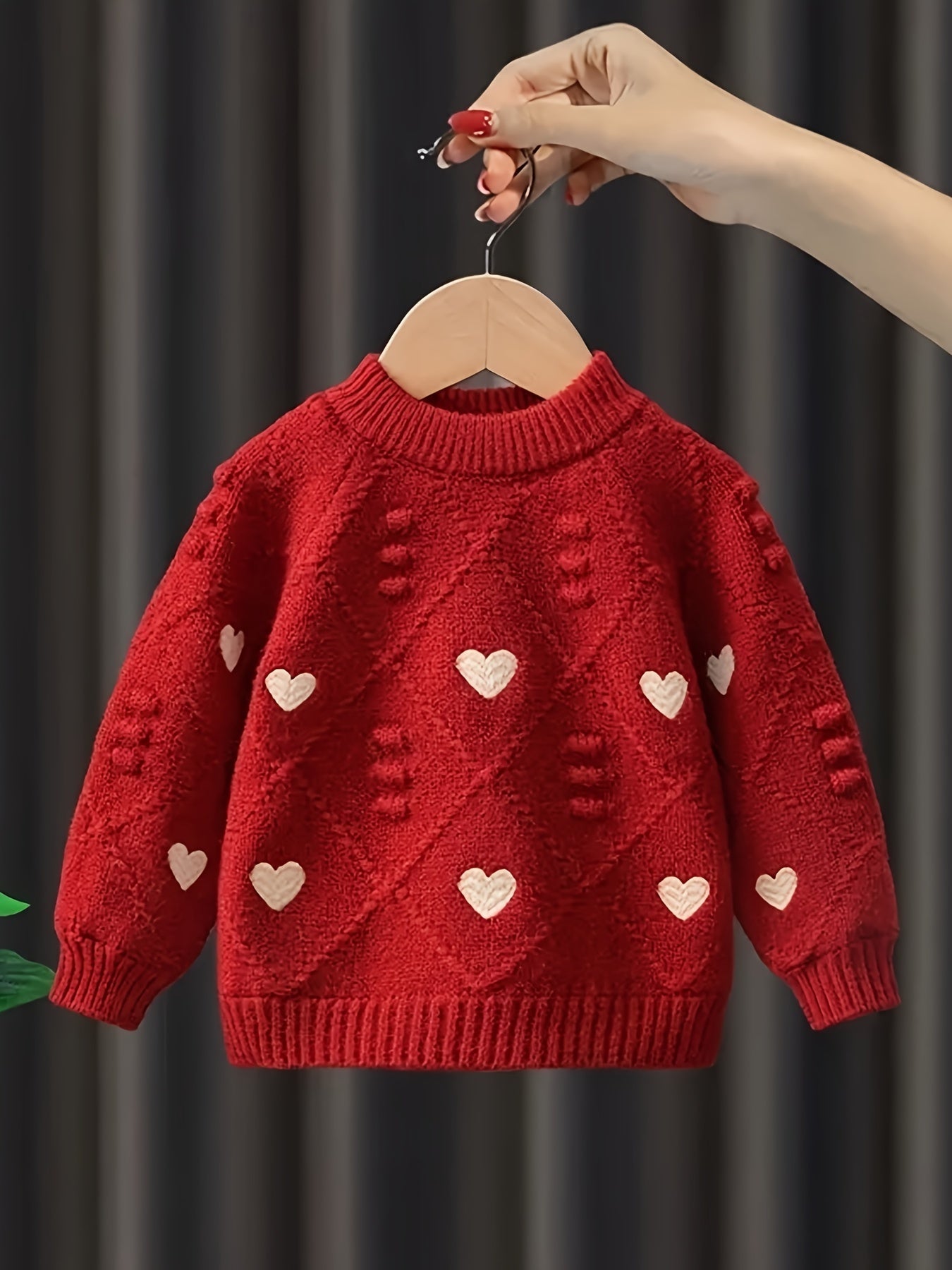 Baby Girls' Hearts Cable Knit Sweater