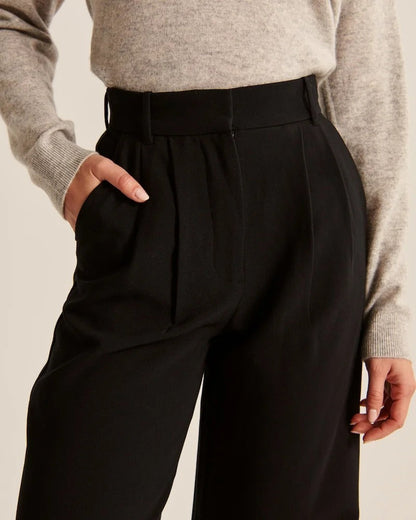 Black Wide-Leg Tailored Pants